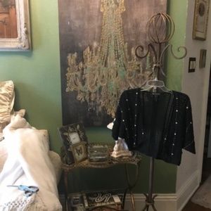 BLACK CROP TOP SWEATER COAT SIZE M